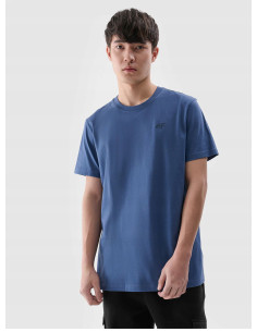 T-shirt męski regular gładki niebieski