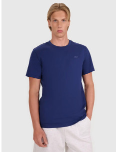 T-shirt regular gładki męski granatowy