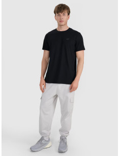 T-shirt regular gładki męski czarny 2