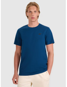 T-shirt regular gładki męski niebieski